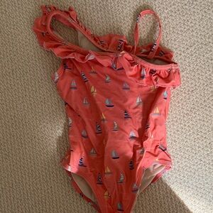 Kids Coral Sailboat One Piece Swimsuit